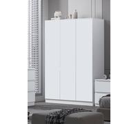 Large Triple 3 Door Matt White Wardrobe FWStyle White One Size