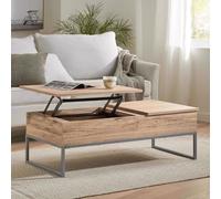 Lift Up Storage Coffee Table Light Oak Metal Frame Furniture FWStyle Brown One Size