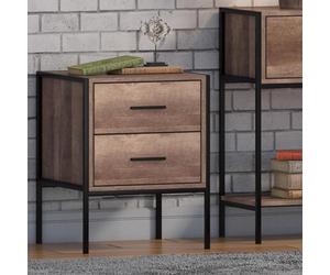 Fwstyle Loft 2 Drawer Industrial Style Bedside Table Chest Nightstand (H) 55 (W) 43 (D) 39.5Cm