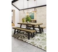 FWStyle Lowry 1.6M Large Pine Fixed Top Dining Table (H) 76 (W) 160 (D) 100cm in Brown FWStyle Brown