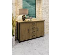 Fwstyle Lowry 2 Door 4 Drawer Large Solid Pine Sideboard (H) 90 (W) 150 (D) 45Cm In Brown Brown