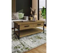 Fwstyle Lowry 2 Drawer Solid Pine Coffee Table (H) 50 (W) 120 (D) 60Cm In Brown Brown