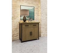 Fwstyle Lowry Solid Pine 2 Drawer 2 Door Sideboard (H) 90 (W) 100 (D) 45Cm In Brown Brown