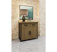 FWStyle Lowry Solid Pine 2 Drawer 2 Door Sideboard (H) 90 (W) 100 (D) 45cm in Brown FWStyle Brown