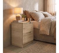 FWStyle Luno 2 Drawer Oak Bedside Chest Table (H) 54 (W) 40 (D) 40cm in Brown FWStyle Brown