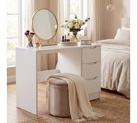 Fwstyle Luno 3 Drawer Dressing Vanity Makeup Table Home Office Desk White White
