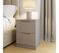 FWStyle Luno Bedside Table 2 Drawer Chest Modern Nightstand in Beige FWStyle Beige