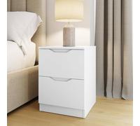 Fwstyle Luno Bedside Table 2 Drawer Chest Modern Nightstand In White White