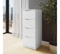 FWStyle Luno Chest Of Drawers 4 Drawer Tall Slim Deep Design in White FWStyle White