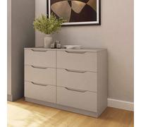 Fwstyle Luno Chest Of Drawers 6 Drawer Putty Deep Design Sideboard In Beige Beige