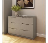 FWStyle Luno Chest Of Drawers 6 Drawer Putty Deep Design Sideboard in Beige FWStyle Beige