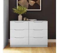 Fwstyle Luno Chest Of Drawers 6 Drawer White Deep Design Sideboard White