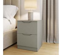 Fwstyle Luno Green 2 Drawer Bedside Chest Of Drawers Nightstand (H) 54Cm (W) 40Cm (D) 40Cm Extra Deep Drawers