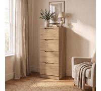 Fwstyle Luno Oak 4 Drawer Chest Extra Deep Drawers (H) 99Cm (W) 40Cm (D) 40Cm