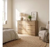 FWStyle Luno Oak 6 Drawer Chest Extra Deep Drawers (H) 77 (W) 110 (D) 40cm in Brown FWStyle Brown