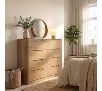 Fwstyle Luno Oak 8 Drawer Chest Extra Deep Drawers (H) 99 (W) 110 (D) 40Cm In Brown Brown