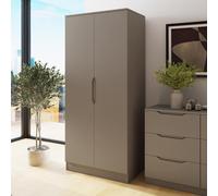 FWStyle Luno Putty 2 Door Double Wardrobe Rail & Shelf (H) 180 (W) 80 (D) 50cm in Beige FWStyle Beige