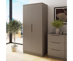 Fwstyle Luno Putty 2 Door Double Wardrobe Wardrobe (H) 180Cm (W) 80Cm (D) 50Cm