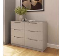 Fwstyle Luno Putty 6 Drawer Chest Recessed Handle (H) 77Cm (W) 110Cm (D) 40Cm Extra Deep Drawers
