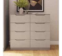 Fwstyle Luno Putty 8 Drawer Chest Extra Deep Drawers (H) 99Cm (W) 110Cm (D) 40Cm In Beige Beige