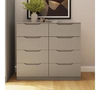 FWStyle Luno Putty 8 Drawer Chest Extra Deep Drawers (H) 99cm (W) 110cm (D) 40cm in Beige FWStyle Beige