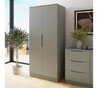 Fwstyle Luno Wardrobe 2 Door Green Double Design Storage Shelf & Rail Green