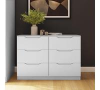 FWStyle Luno White 6 Drawer Chest Extra Deep Drawers (H) 77 (W) 110 (D) 40cm FWStyle White