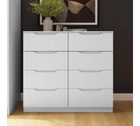 Fwstyle Luno White 8 Drawer Chest Extra Deep Drawers (H) 99Cm (W) 110Cm (D) 40Cm White One Size