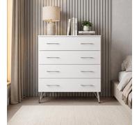 Fwstyle Maldon White 4 Drawer Chest (H) 87Cm (W) 77Cm (D) 41.5Cm White One Size