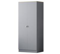 Fwstyle Matt Grey 2 Door Double Wardrobe Oak Effect Top