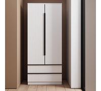 FWSTYLE Matt White 2 Door 2 Drawer Combination Wardrobe Ripple Effect Finish Scalloped