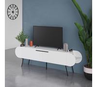 FWStyle Matt White 2 Door Open Shelf TV Unit Capsule Design Scratch Resistant