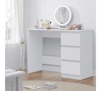 Fwstyle Matt White Dressing Table Desk With 3 Large Drawers