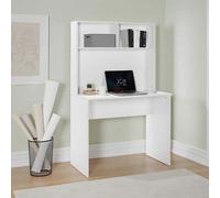 Fwstyle Matt White Home Office Study Desk With Storage Hutch