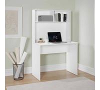 Fwstyle Matt White Home Office Study Desk With Storage Hutch White