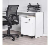Fwstyle Matt White Lockable 1 Drawer 1 Door Mobile Office Cabinet Cupboard