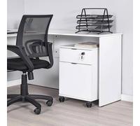 Fwstyle Matt White Lockable 1 Drawer 1 Door Mobile Office Cabinet Cupboard White