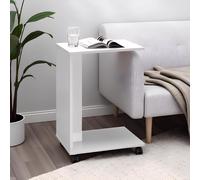 FWStyle Matt White Mobile Sofa End Laptop Table FWStyle White