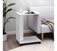 Fwstyle Matt White Mobile Sofa End Laptop Table White