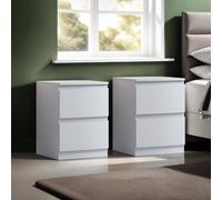 Fwstyle Matt White Set Of 2 Bedside Table Chest Scratch Resistant Deep Drawer White