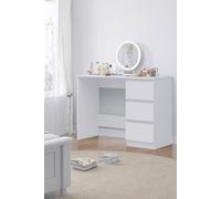 Fwstyle Matt White Vanity Makeup Dressing Table Desk With 3 Deep Drawers White