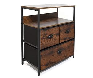 FWStyle Maya Industrial Storage & Shelving Unit with Gloss Cup Handles, Wood Grain/Black