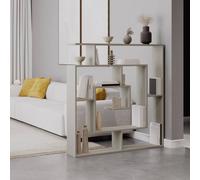 Fwstyle Maze Bookcase Room Divider Shelving Unit Sandstone Modern Design In Beige Beige