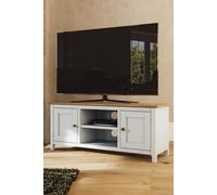 FWStyle Men's 2 Door Solid Oak Ready Assembled TV Unit Cream Linen FWStyle Cream
