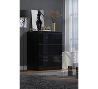 FWStyle Men's 3 Drawer High Gloss Black Bedside Chest - Stora FWStyle Black
