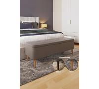 FWStyle Men's Grey Linen Ottoman Storage Bench With Solid Wooden Legs FWStyle Grey