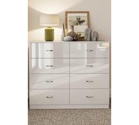 FWStyle Men's Large 8 Drawer High Gloss Chest Of Drawers in White FWStyle White