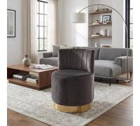 Fwstyle Mink Velvet Barrel Accent Chair Ready Assembled (H) 69 (W) 53 (D) 53Cm