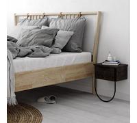 Fwstyle Modern 1 Door Bedside Table Cabinet Dark Coffee Wall Mounted Design