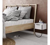 Fwstyle Modern 1 Door Bedside Table Cabinet Matt White Wall Mounted Design